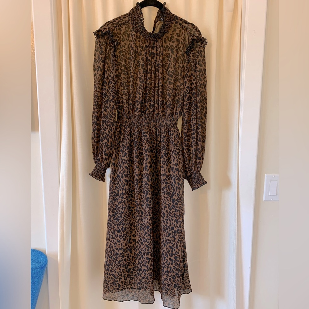 Zara Leopard-Print Midi Dress, Size Small